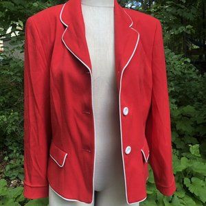 Vtg Pendleton Blazer Women's 12 Classic Butte Knit Nautical Red White Trim